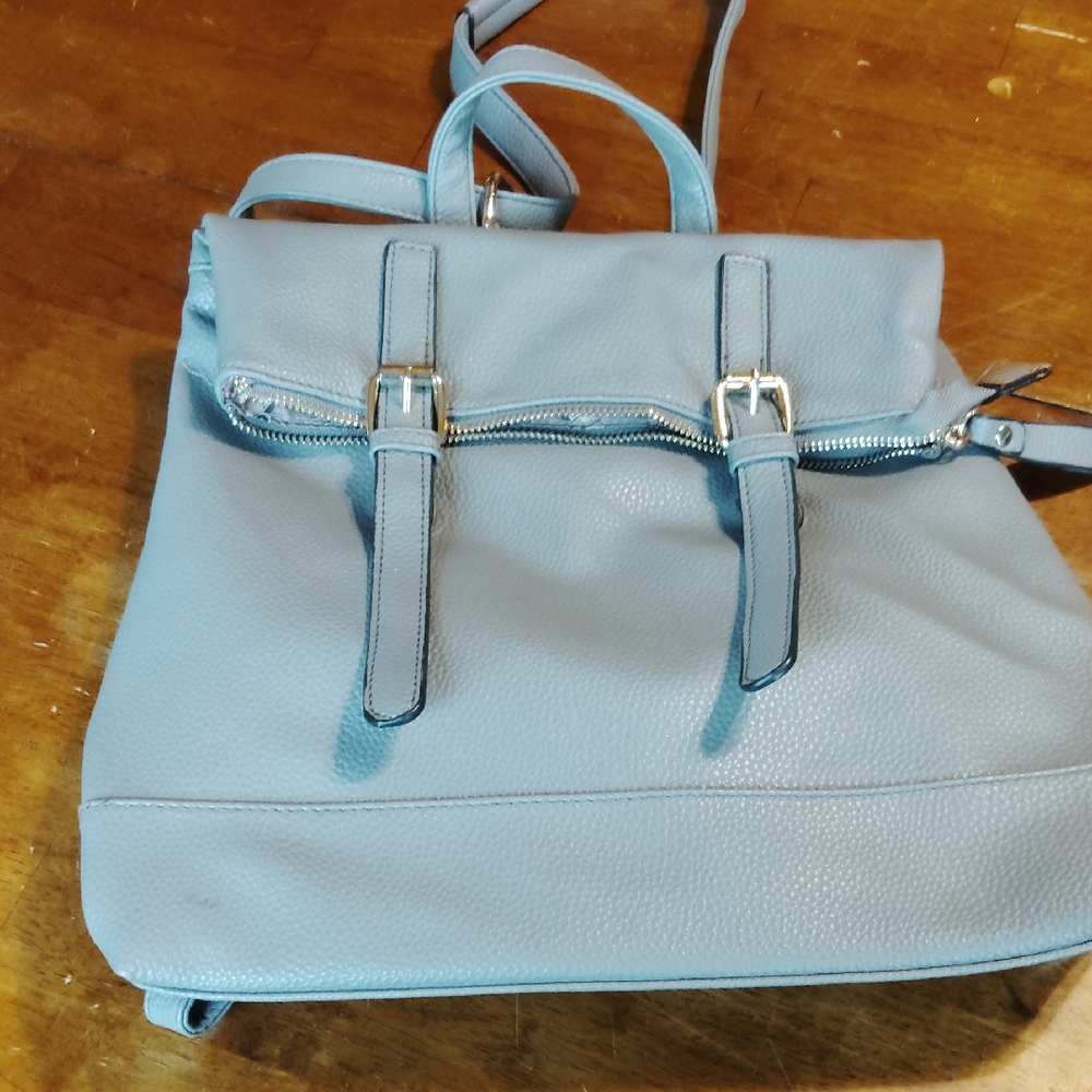 Stylish Blue Leather Backpack